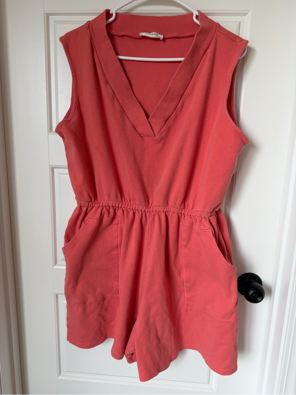 Zenana 2X Coral 100% Cotton V-Neck Romper Oversized Pockets
